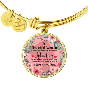 An Awesome Mother Personalized Engraved Gold Circle Bangle Bracelet Custom